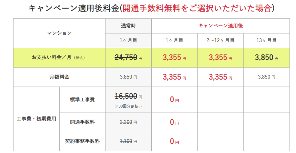 最初の1年は最安水準